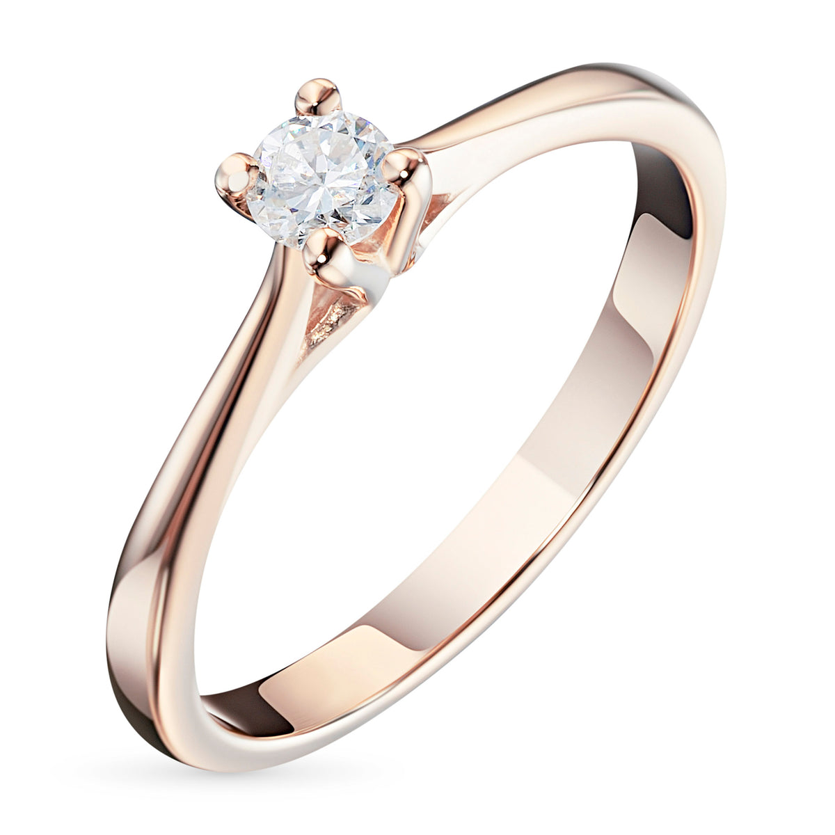 14K Rose Gold Ring with Natural Diamonds