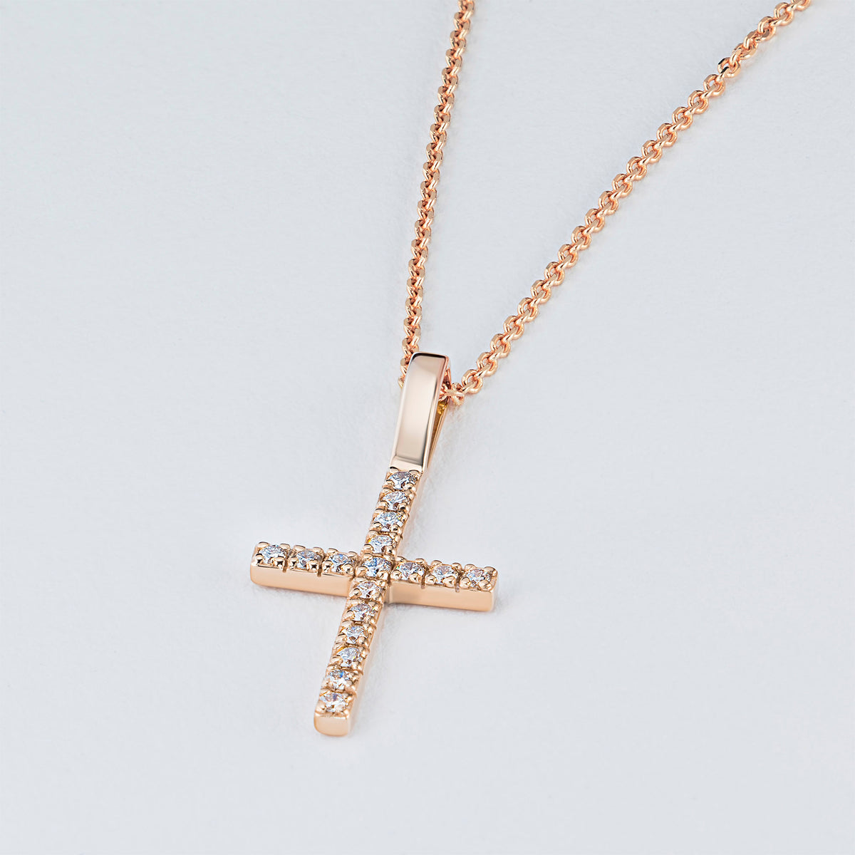 14K Rose Gold Pendant with Natural Diamonds