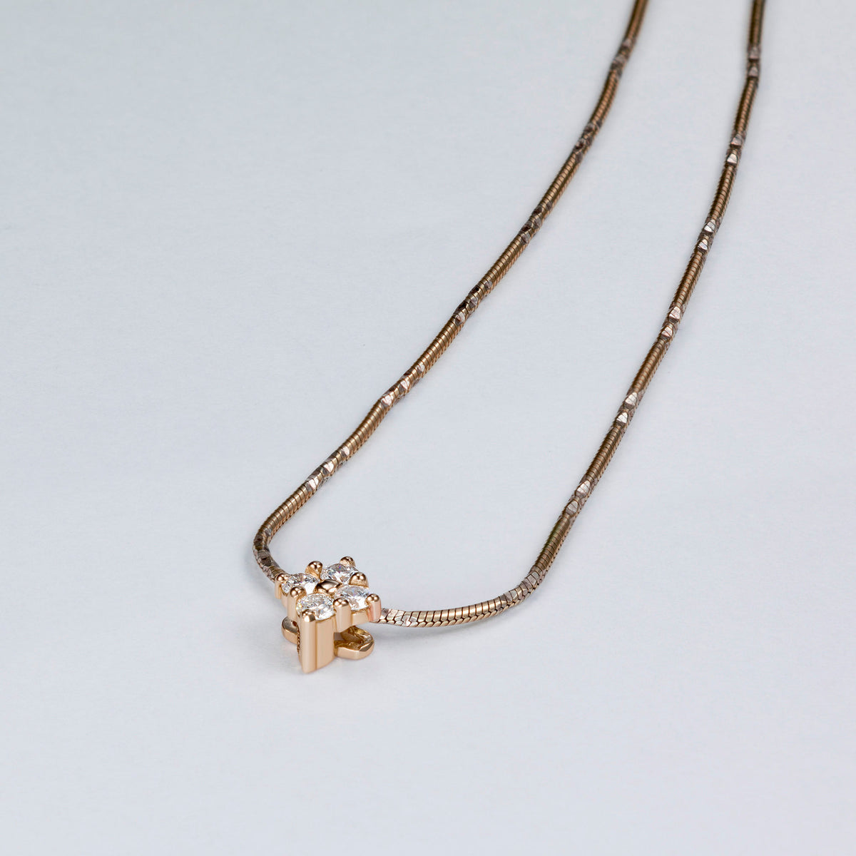 14K Rose Gold Pendant with Natural Diamonds