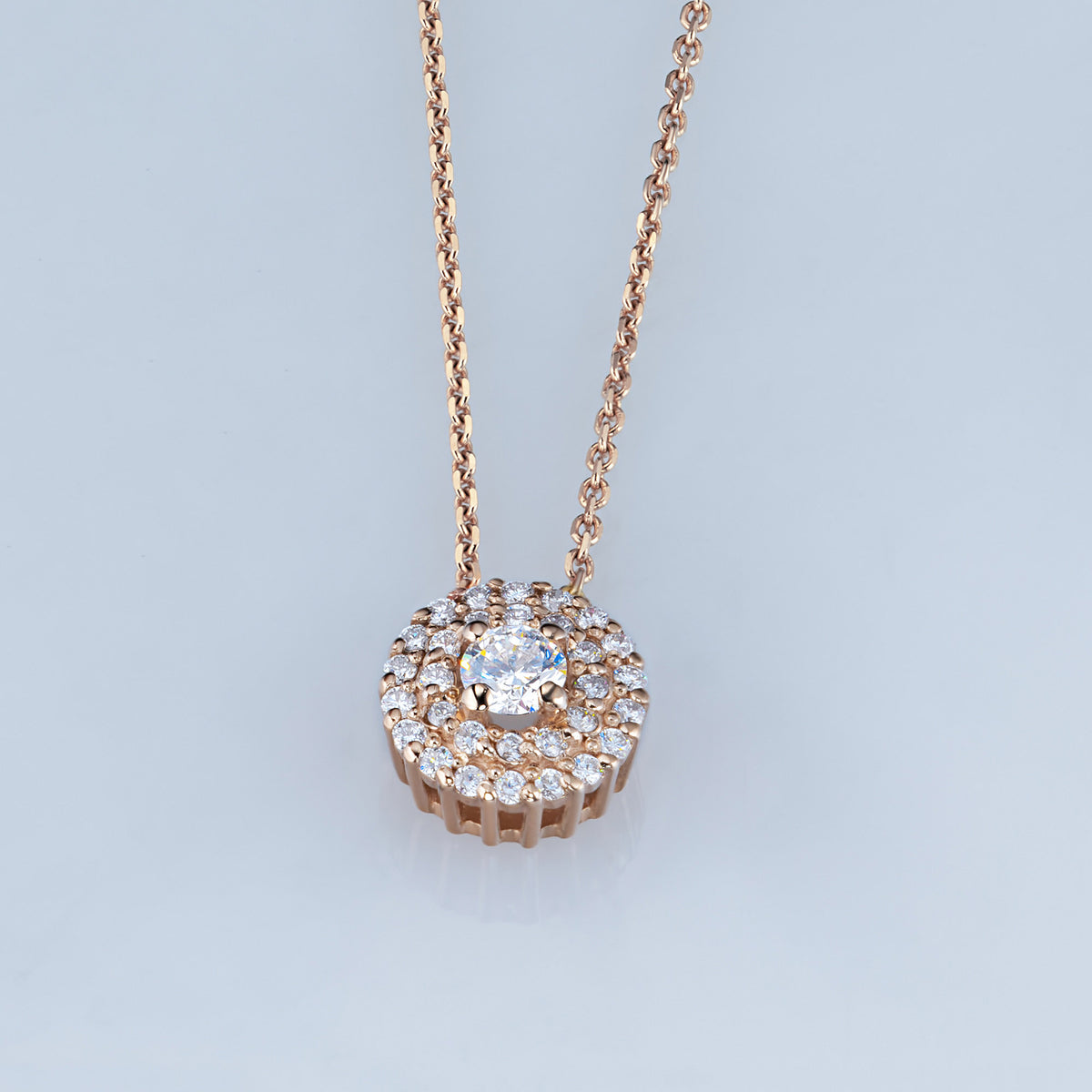 14K Rose Gold Pendant with Natural Diamonds