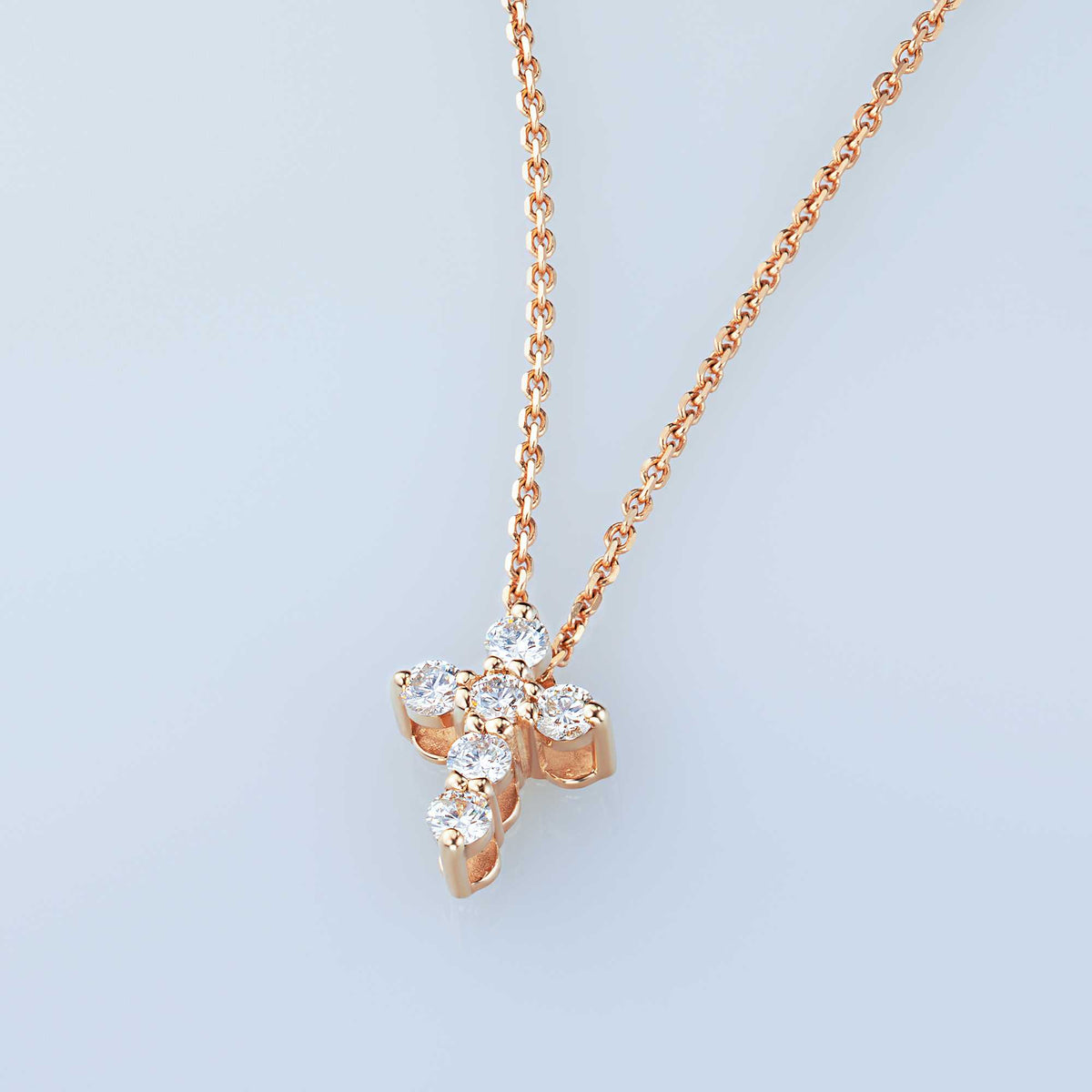 14K Rose Gold Pendant with Natural Diamonds