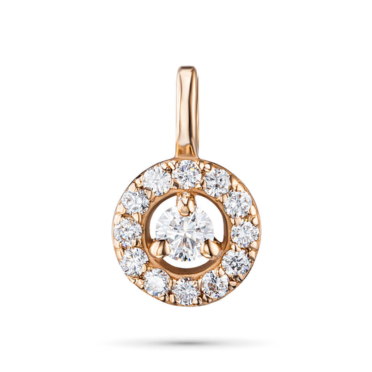 14K Rose Gold Pendant with Natural Diamonds