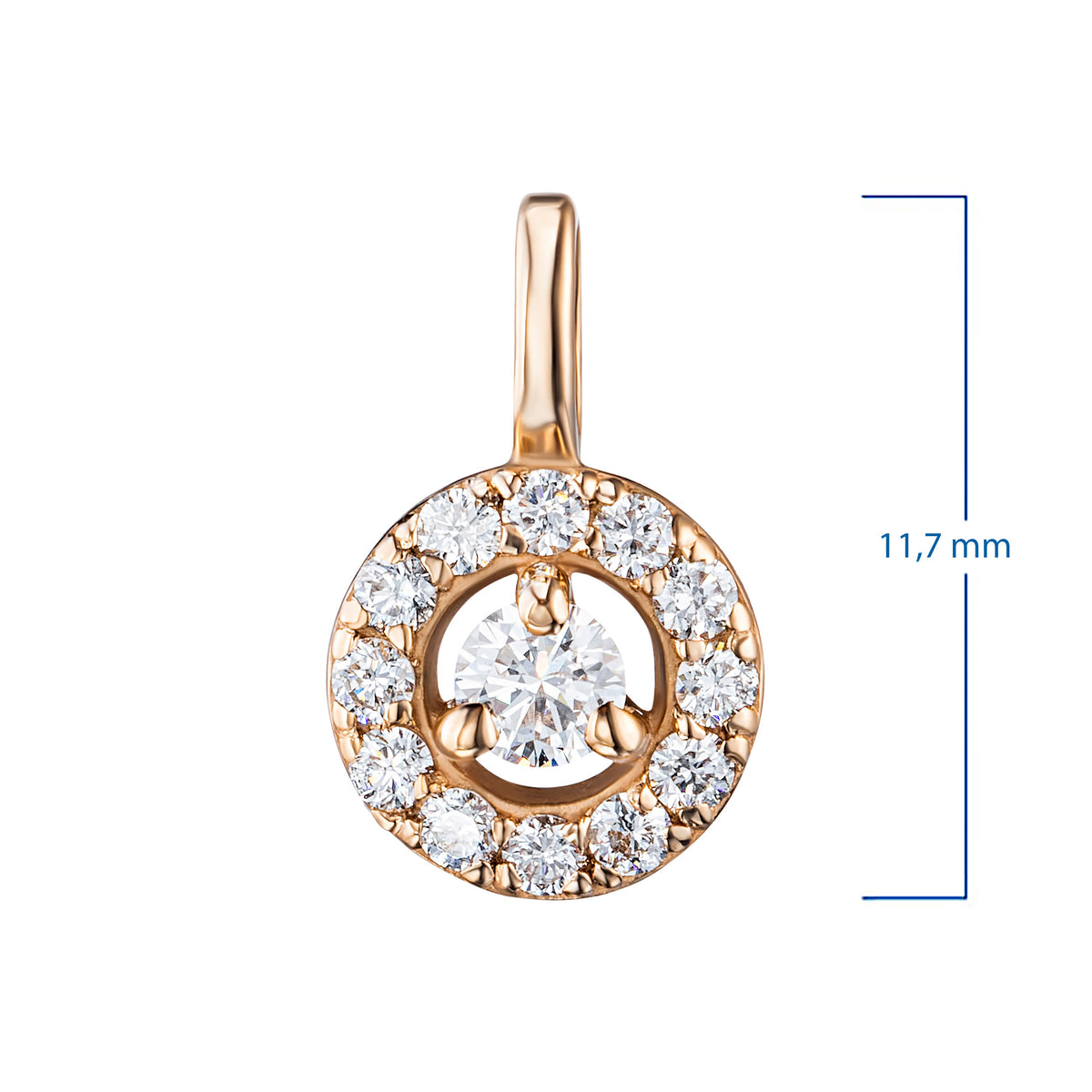 14K Rose Gold Pendant with Natural Diamonds