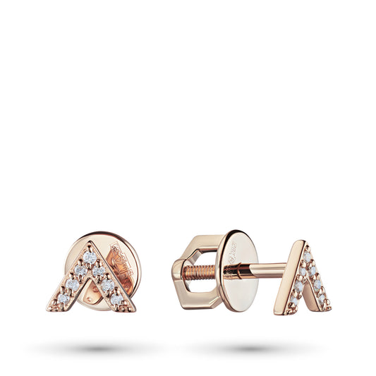 14K Rose Gold Earring Studs with Natural Diamonds