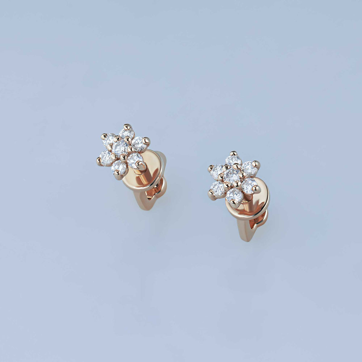 14K Rose Gold Earring Studs with Natural Diamonds