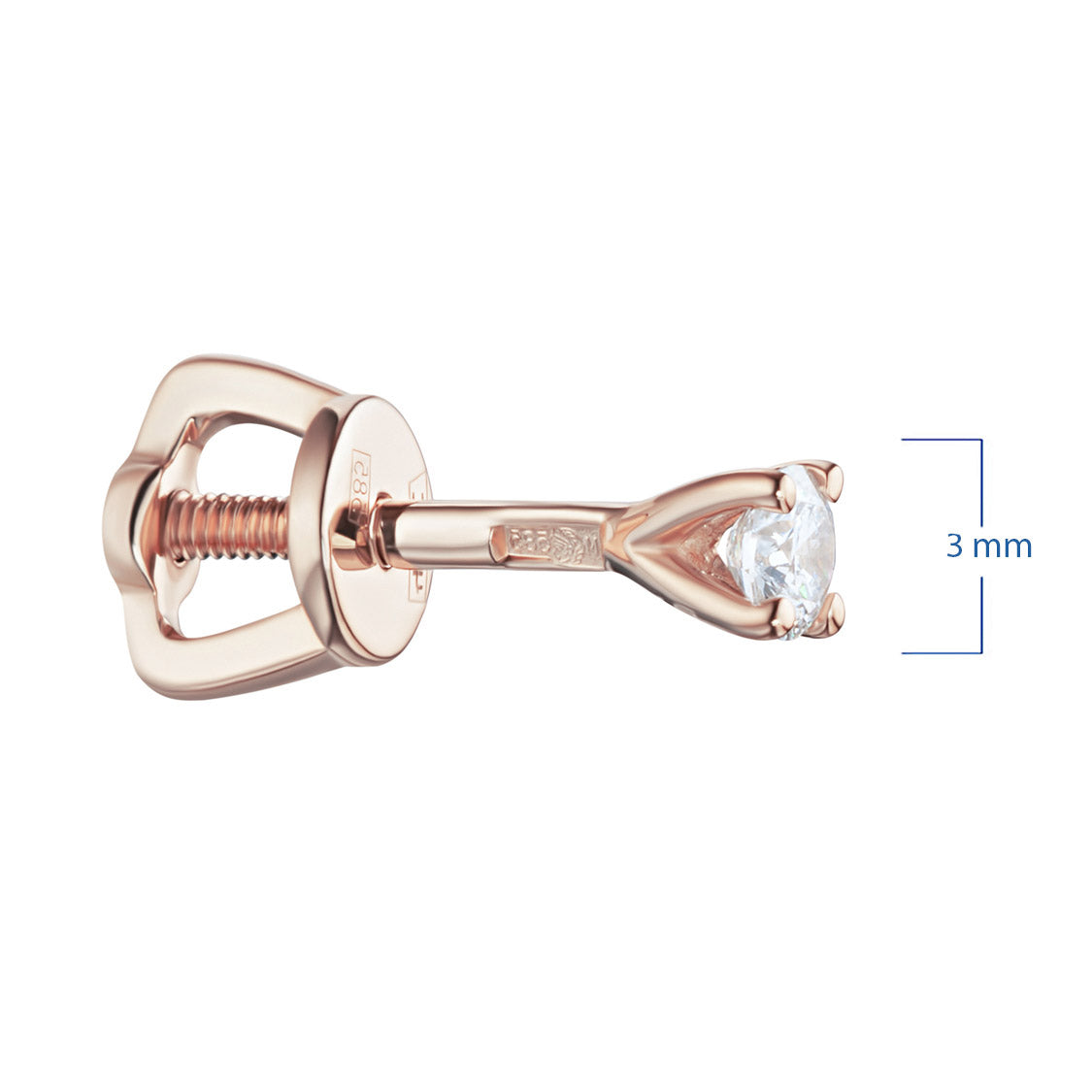 14K Rose Gold Earring Studs with Natural Diamonds