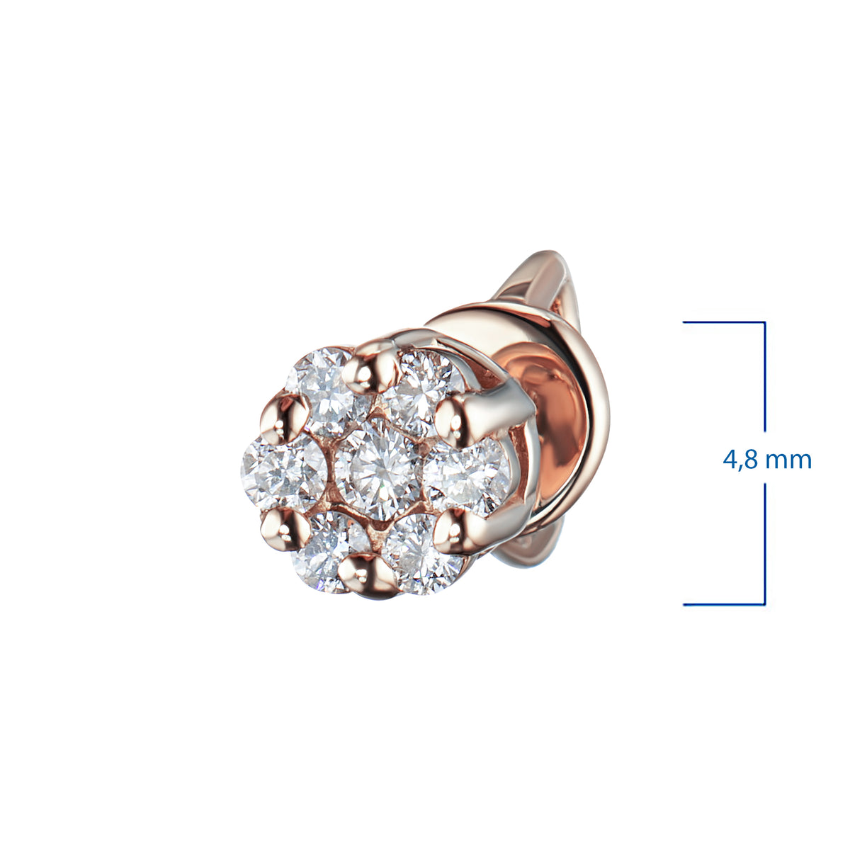 14K Rose Gold Earring Studs with Natural Diamonds