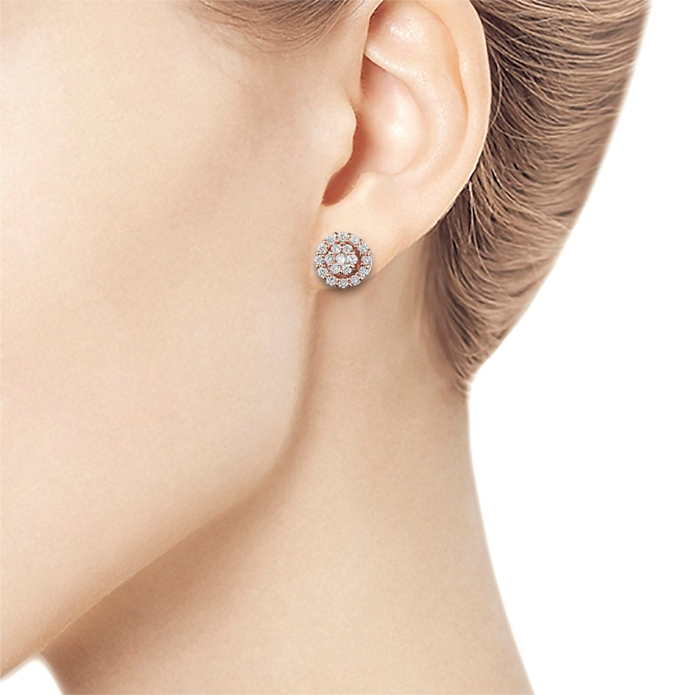 14K Rose Gold Earring Studs with Natural Diamonds