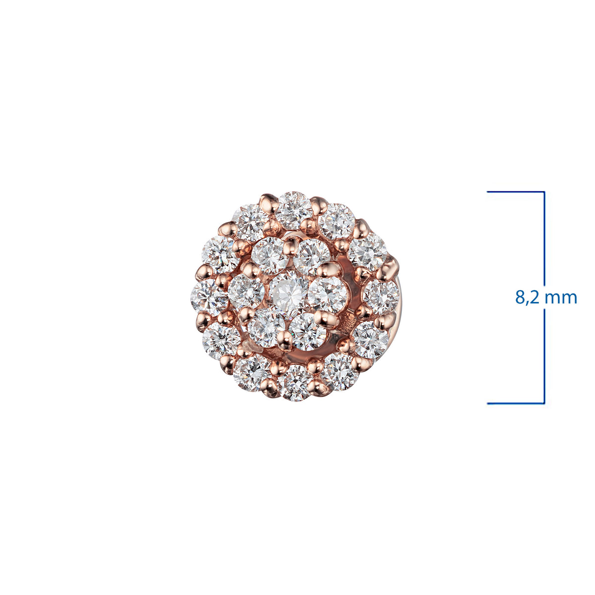 14K Rose Gold Earring Studs with Natural Diamonds
