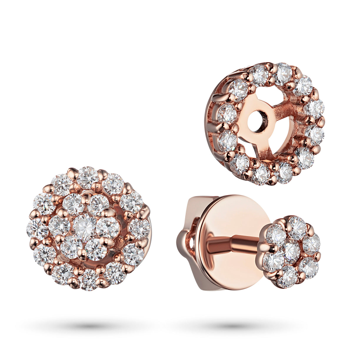 14K Rose Gold Earring Studs with Natural Diamonds