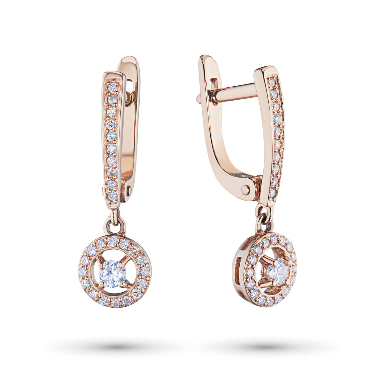 14K Rose Gold Earrings with Natural Diamonds