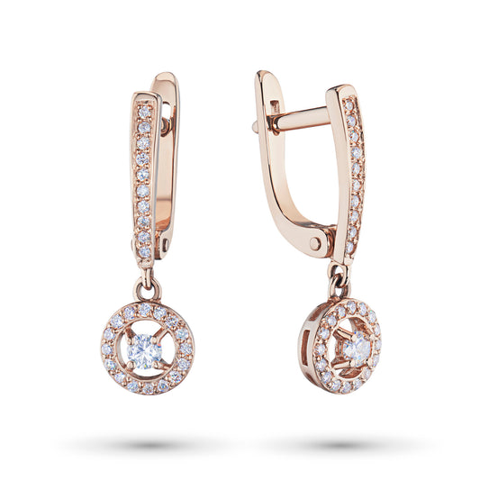 14K Rose Gold Earrings with Natural Diamonds