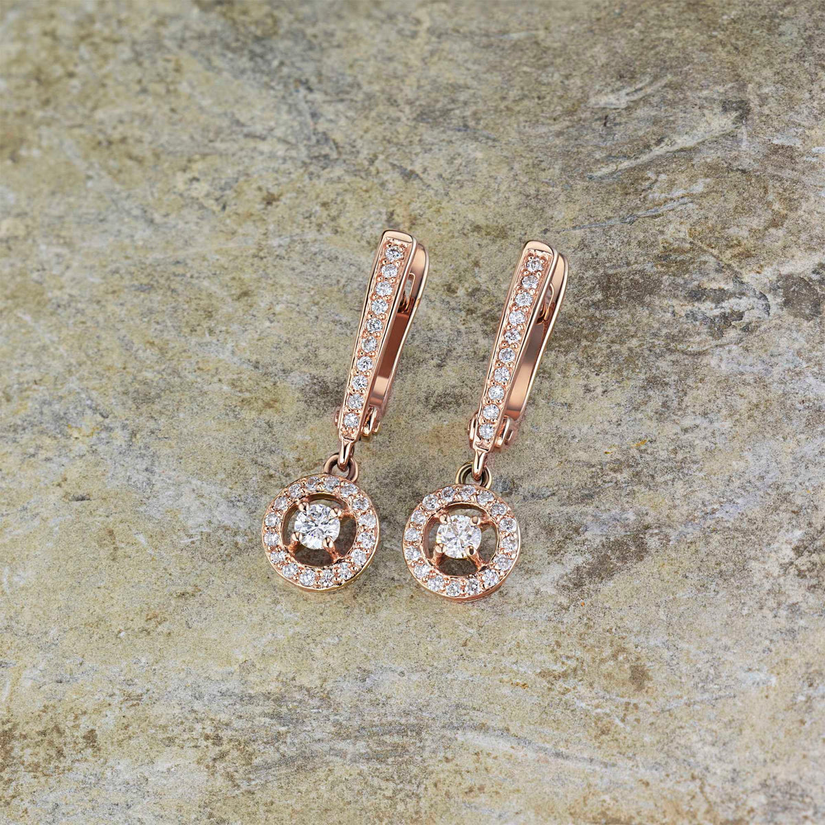14K Rose Gold Earrings with Natural Diamonds