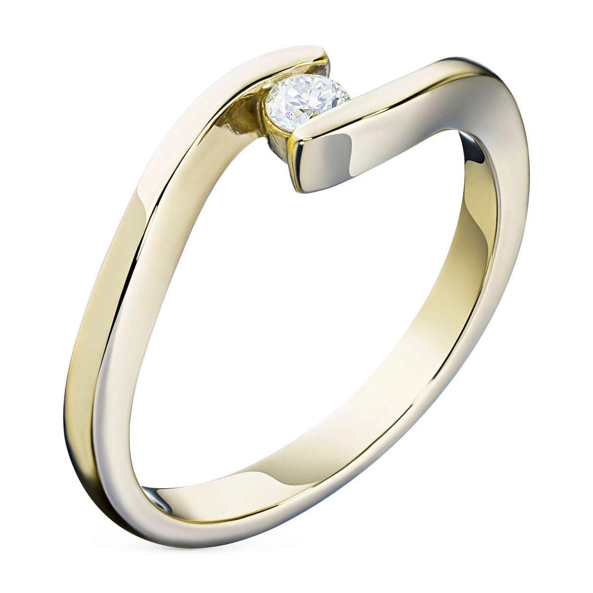 14K Yellow Gold Ring with Natural Diamonds