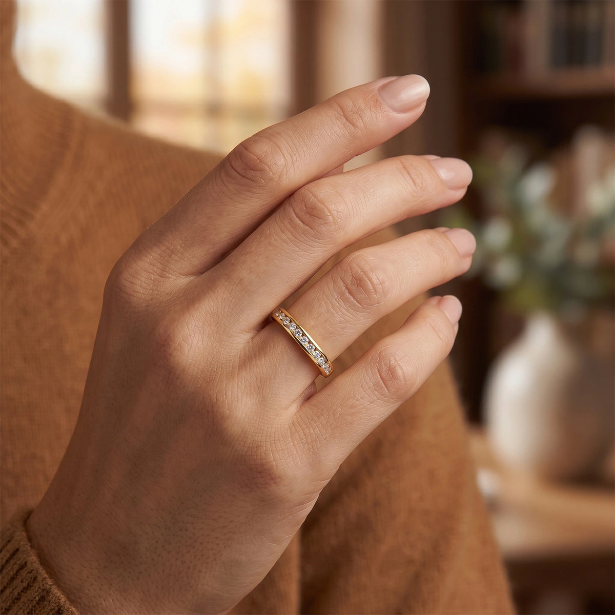 14K Rose Gold Ring with Natural Diamonds