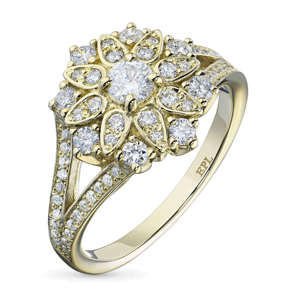 14K Yellow Gold Ring with Natural Diamonds