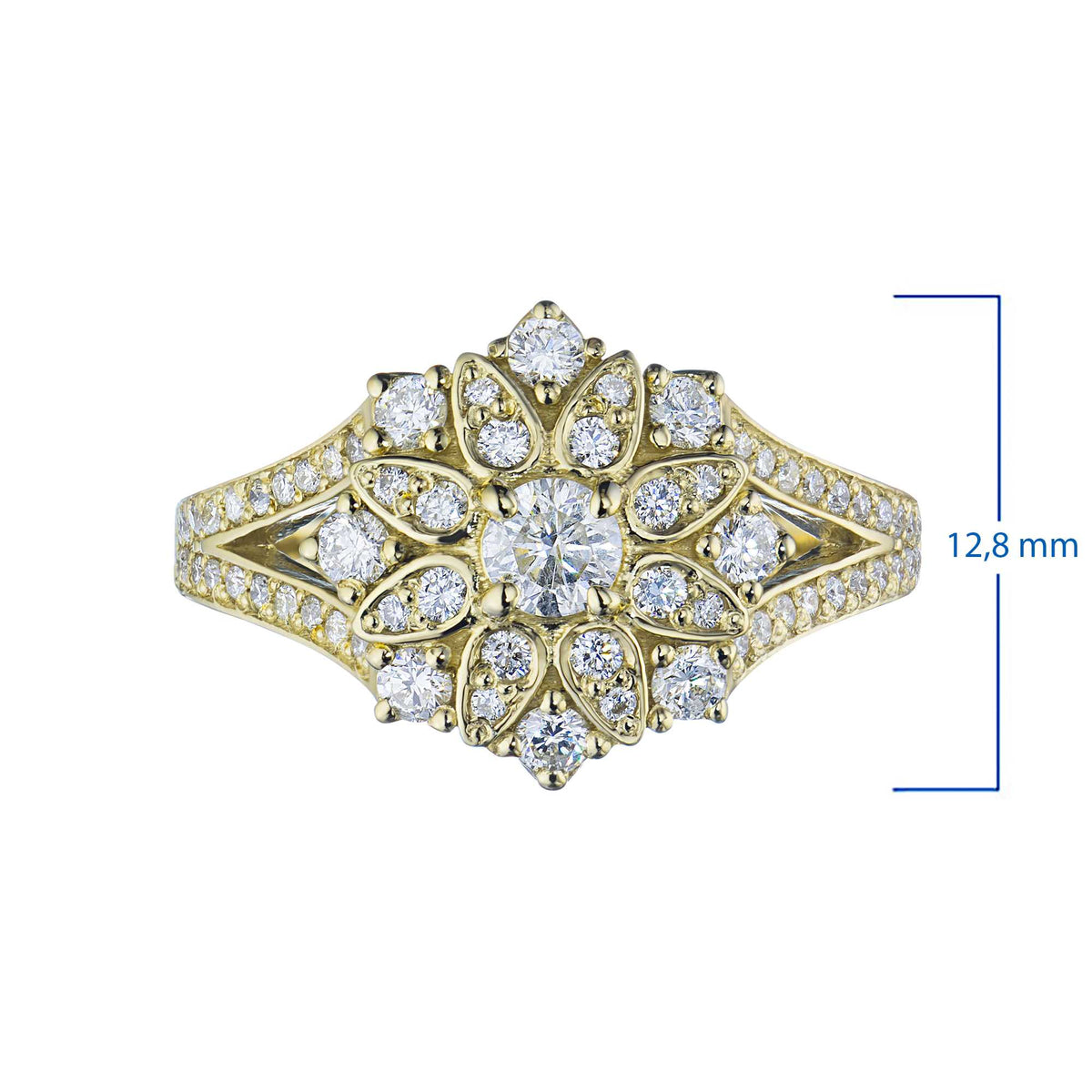 14K Yellow Gold Ring with Natural Diamonds