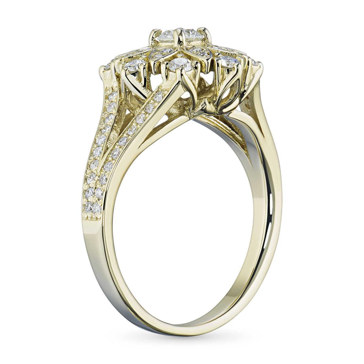 14K Yellow Gold Ring with Natural Diamonds