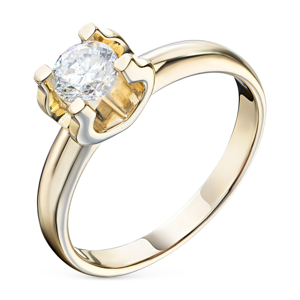 14K Yellow Gold Ring with Natural Diamonds