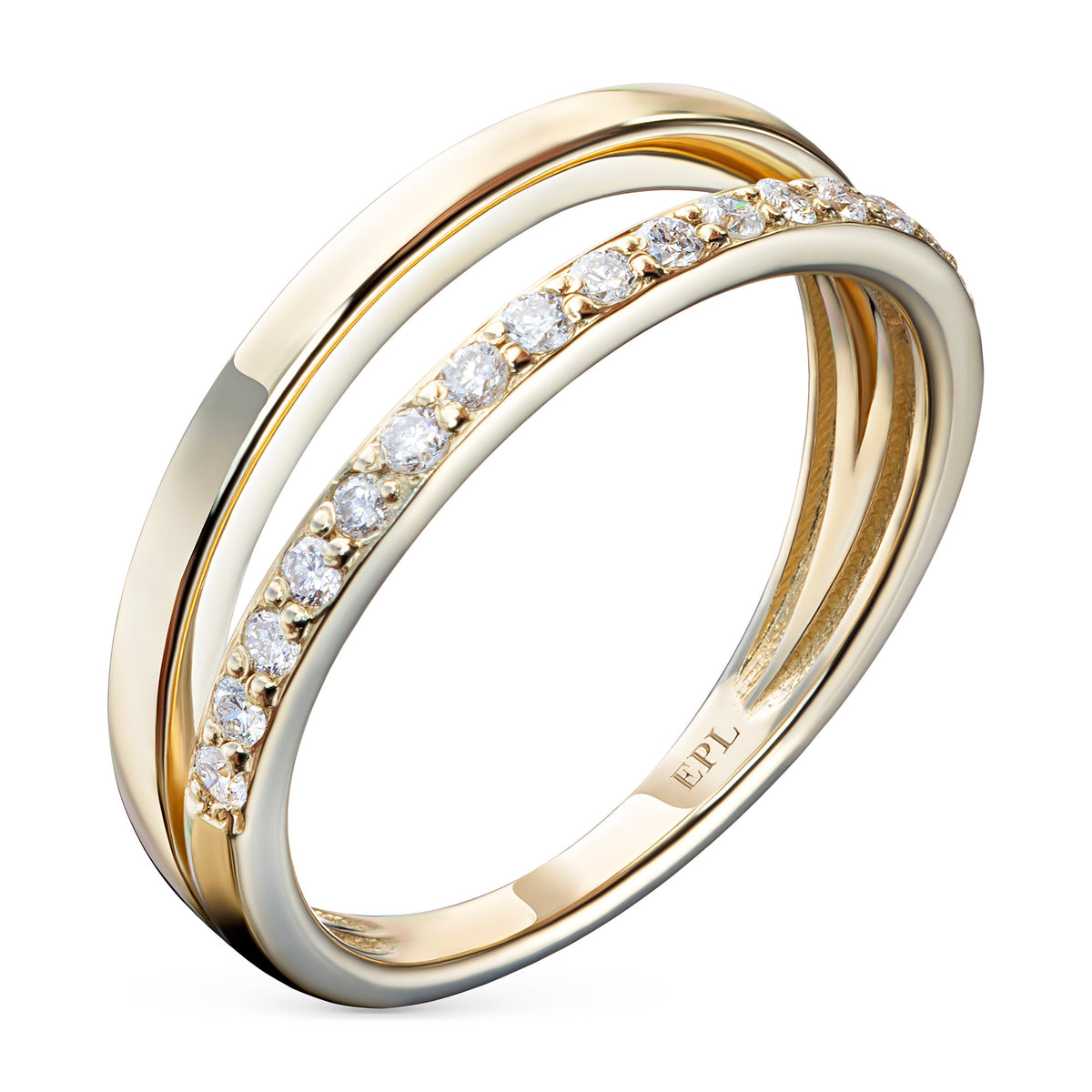 14K Yellow Gold Ring with Natural Diamonds