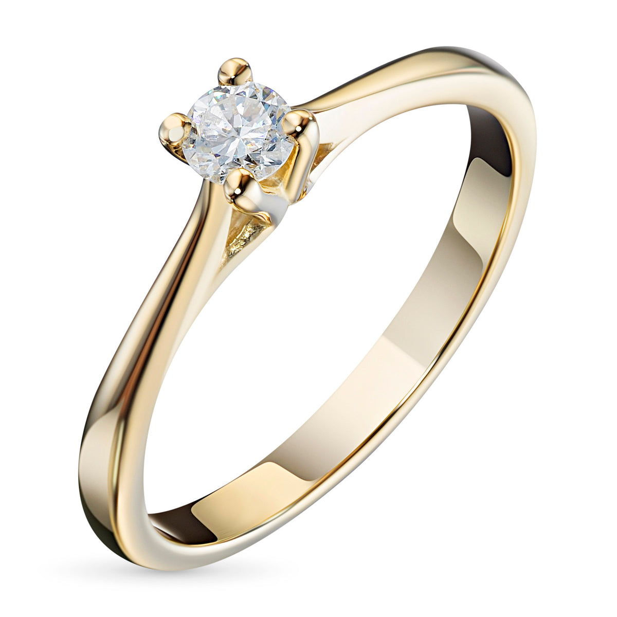 14K Yellow Gold Ring with Natural Diamonds