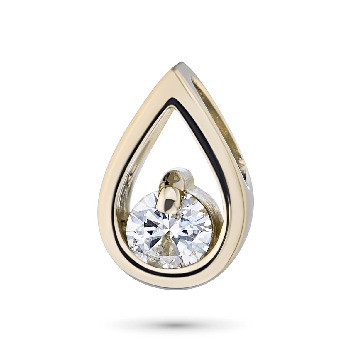 14K Yellow Gold Pendant with Natural Diamonds