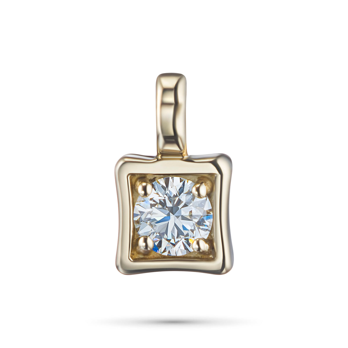 14K Yellow Gold Pendant with Natural Diamonds