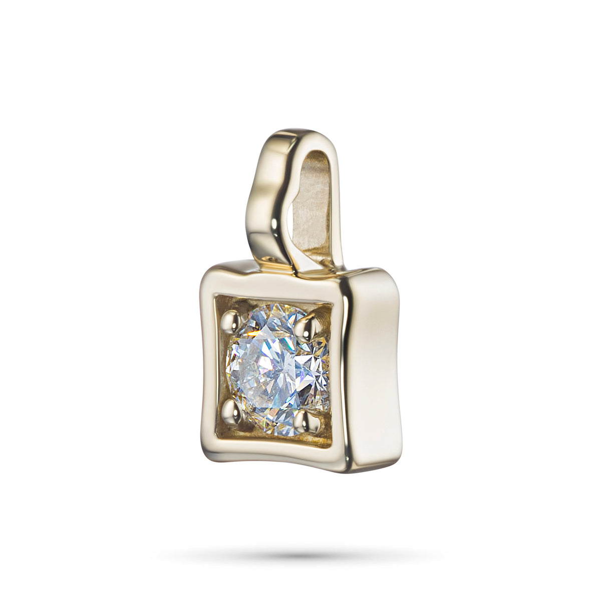 14K Yellow Gold Pendant with Natural Diamonds
