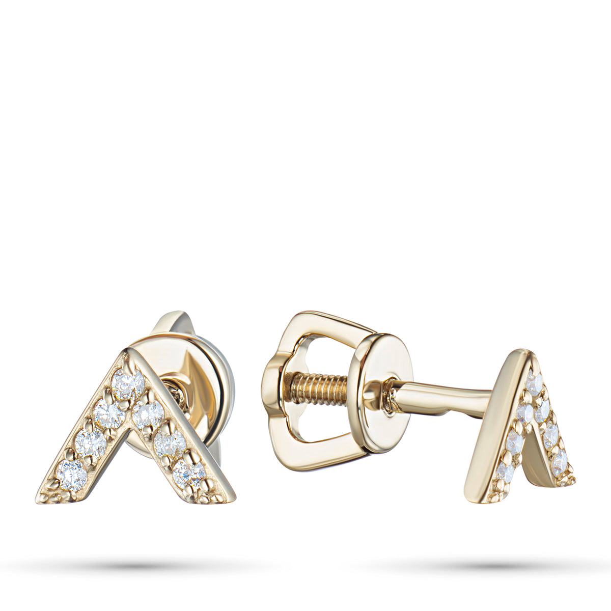 14K Yellow Gold Earring Studs with Natural Diamonds