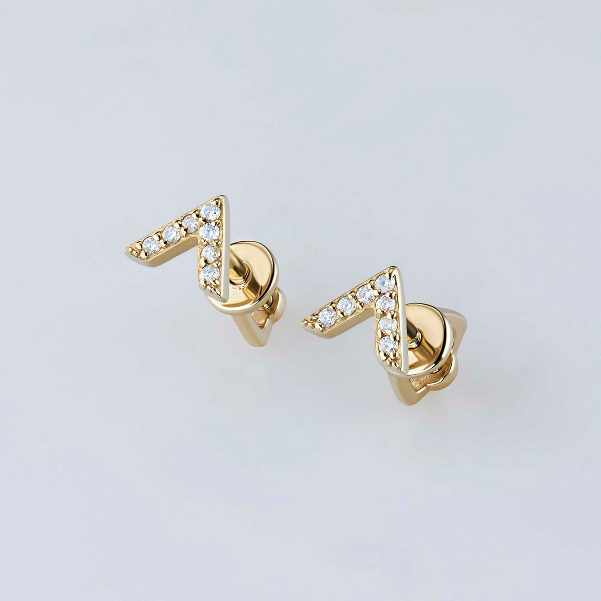 14K Yellow Gold Earring Studs with Natural Diamonds