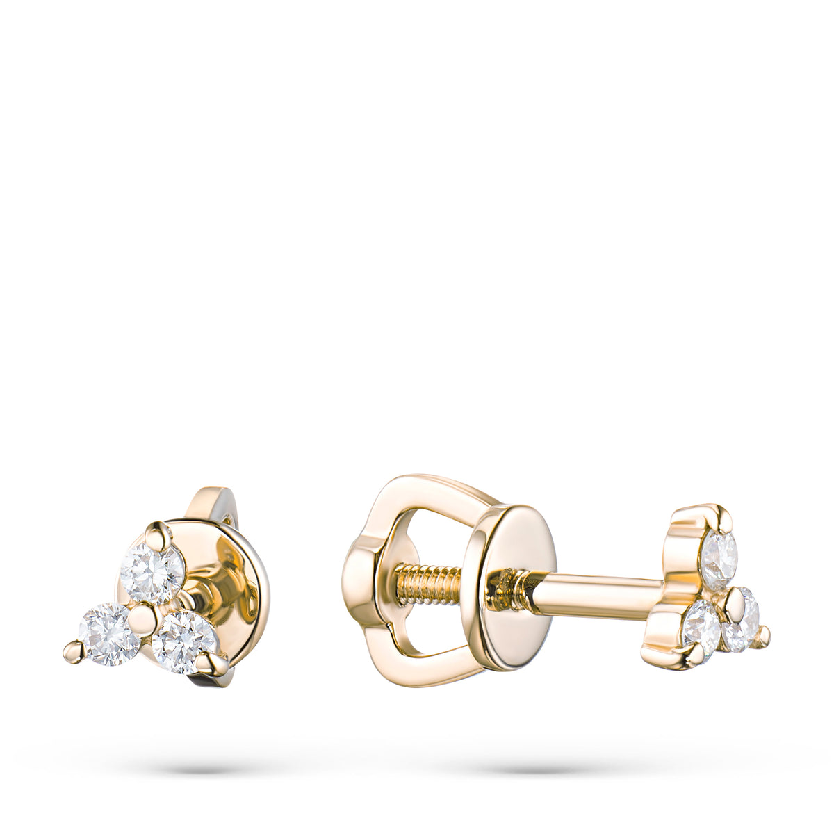 14K Yellow Gold Earring Studs with Natural Diamonds