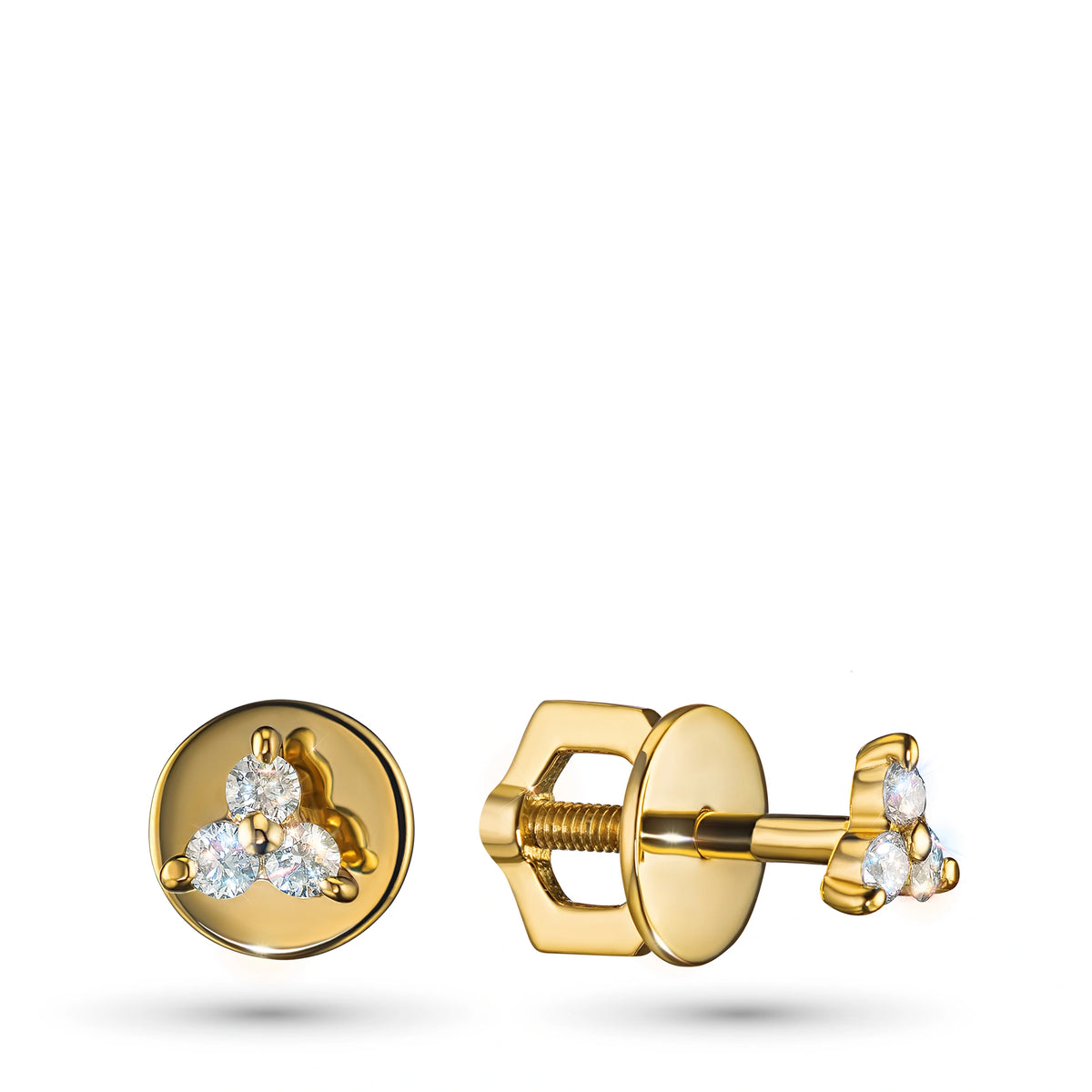 14K Yellow Gold Earring Studs with Natural Diamonds