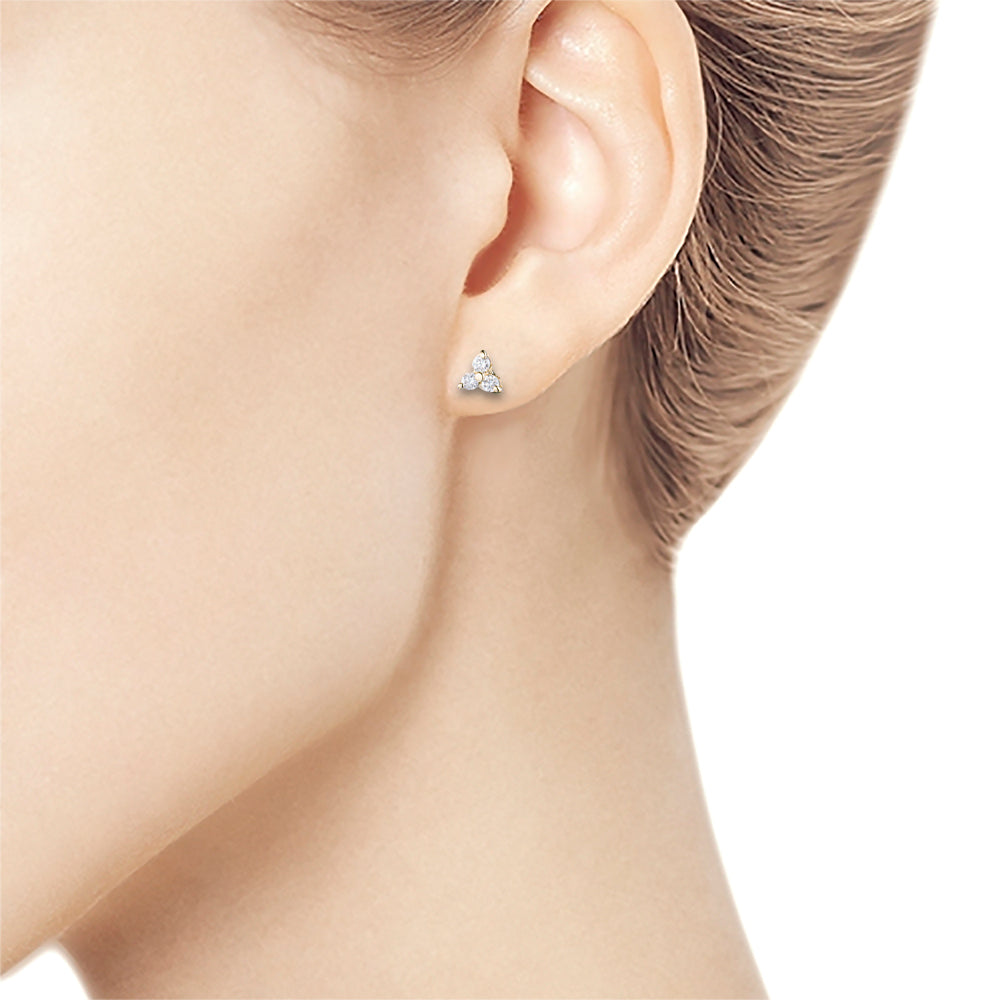 14K Yellow Gold Earring Studs with Natural Diamonds
