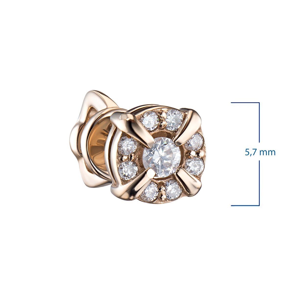 14K Yellow Gold Earring Studs with Natural Diamonds