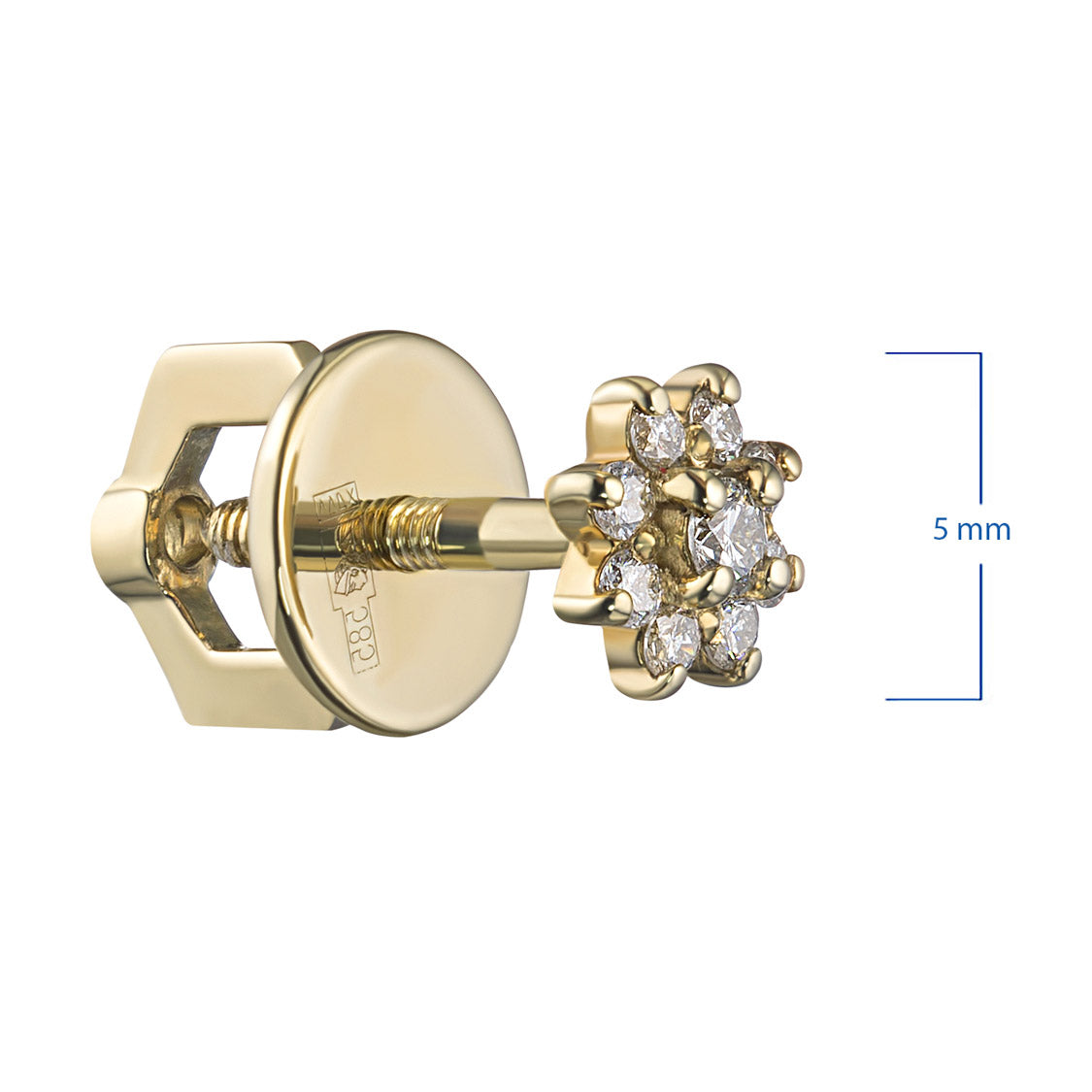 14K Yellow Gold Earring Studs with Natural Diamonds