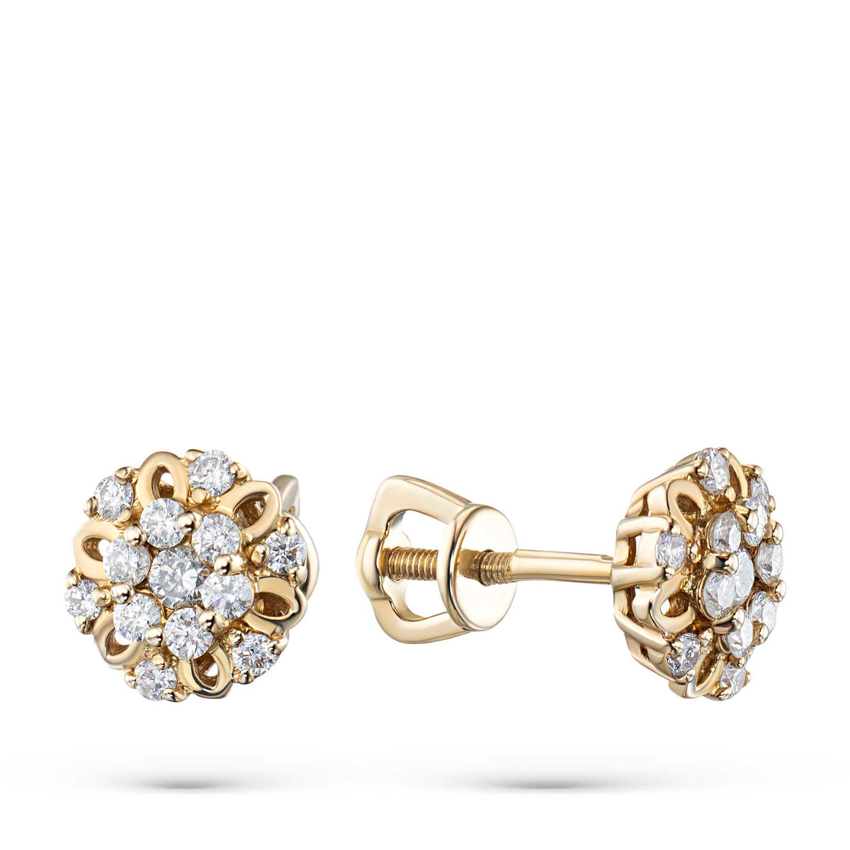14K Yellow Gold Earring Studs with Natural Diamonds