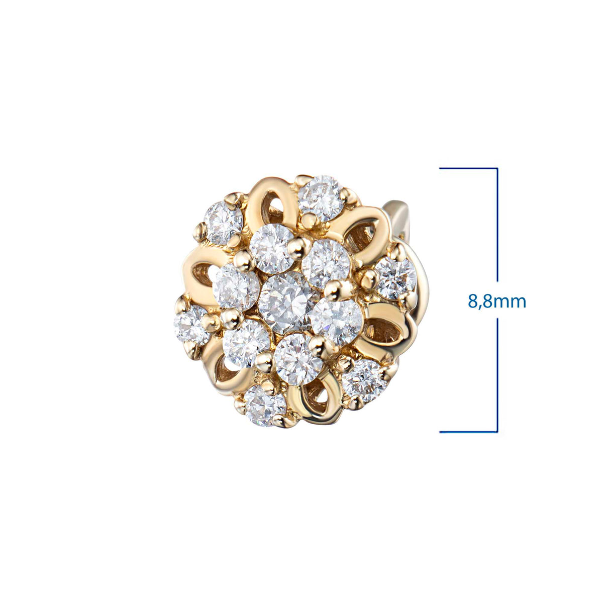 14K Yellow Gold Earring Studs with Natural Diamonds