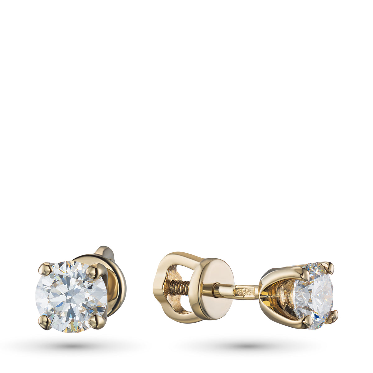 14K Yellow Gold Earring Studs with Natural Diamonds