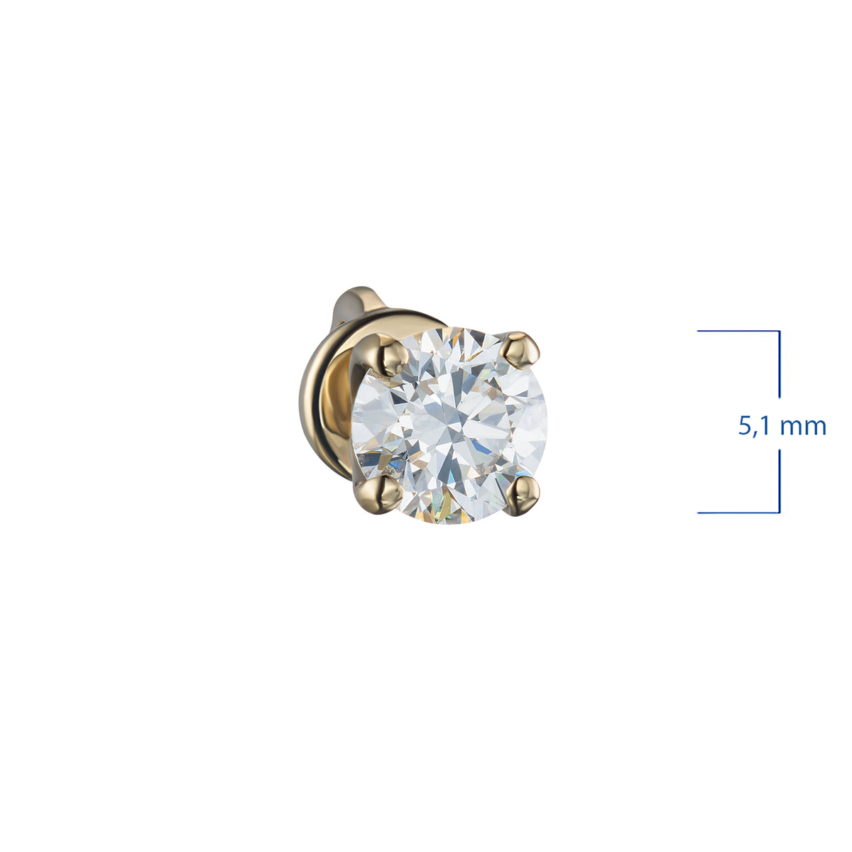 14K Yellow Gold Earring Studs with Natural Diamonds