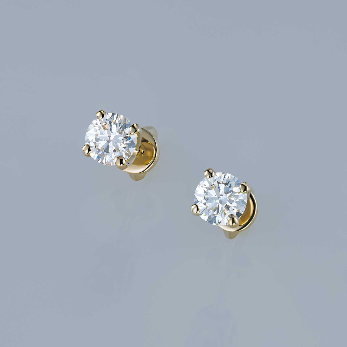 14K Yellow Gold Earring Studs with Natural Diamonds
