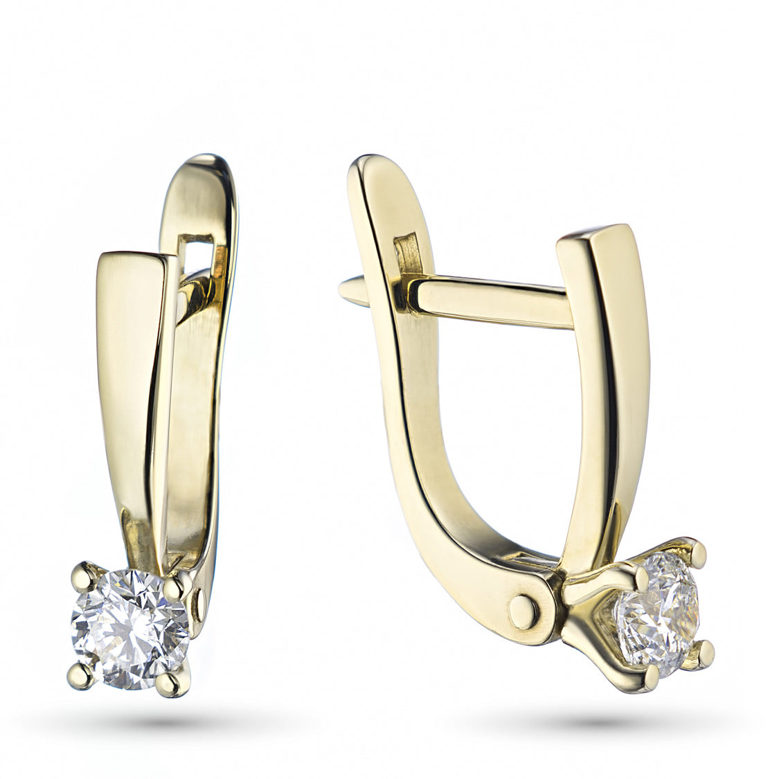 14K Yellow Gold Earrings with Natural Diamonds