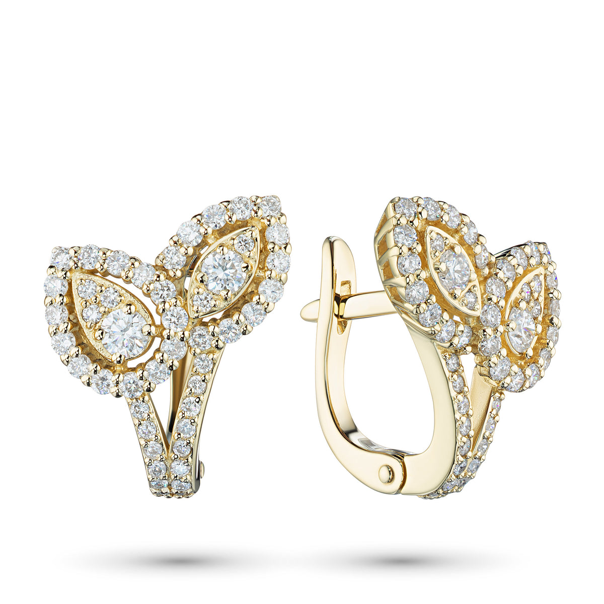 14K Yellow Gold Earrings with Natural Diamonds