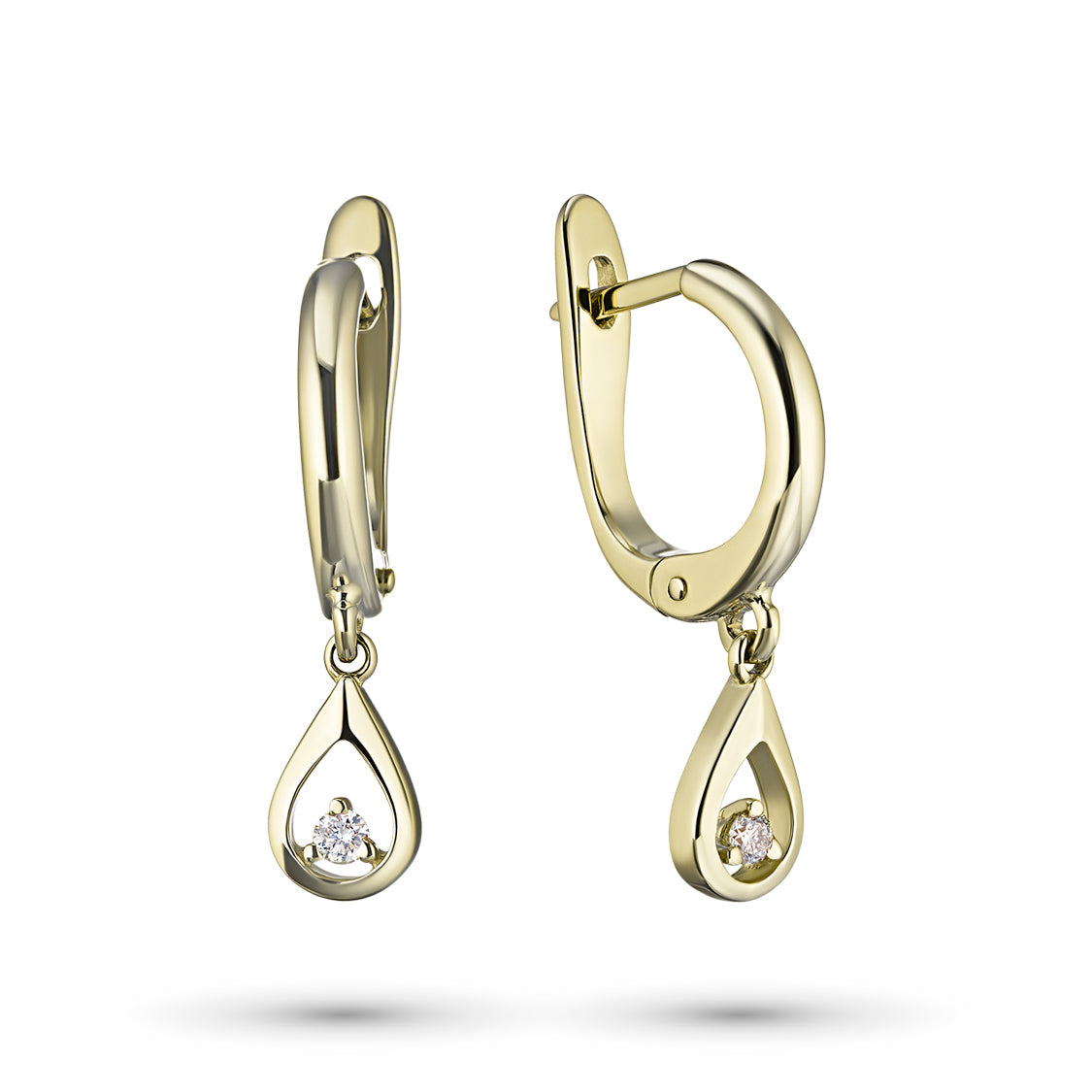 14K Yellow Gold Earrings with Natural Diamonds