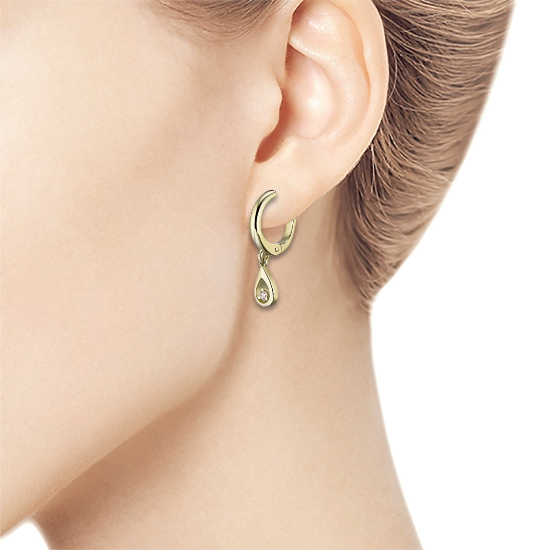 14K Yellow Gold Earrings with Natural Diamonds