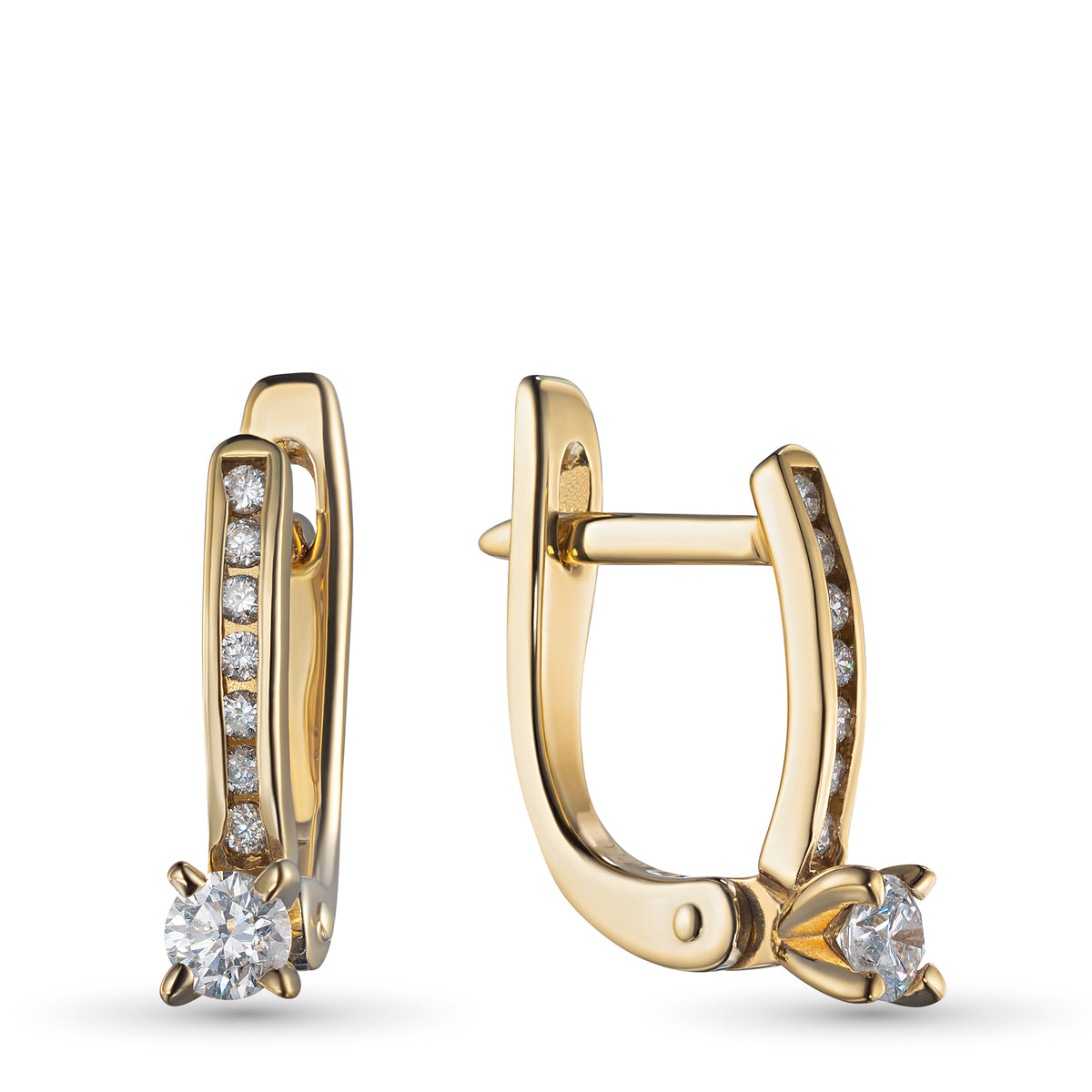 14K Yellow Gold Earrings with Natural Diamonds