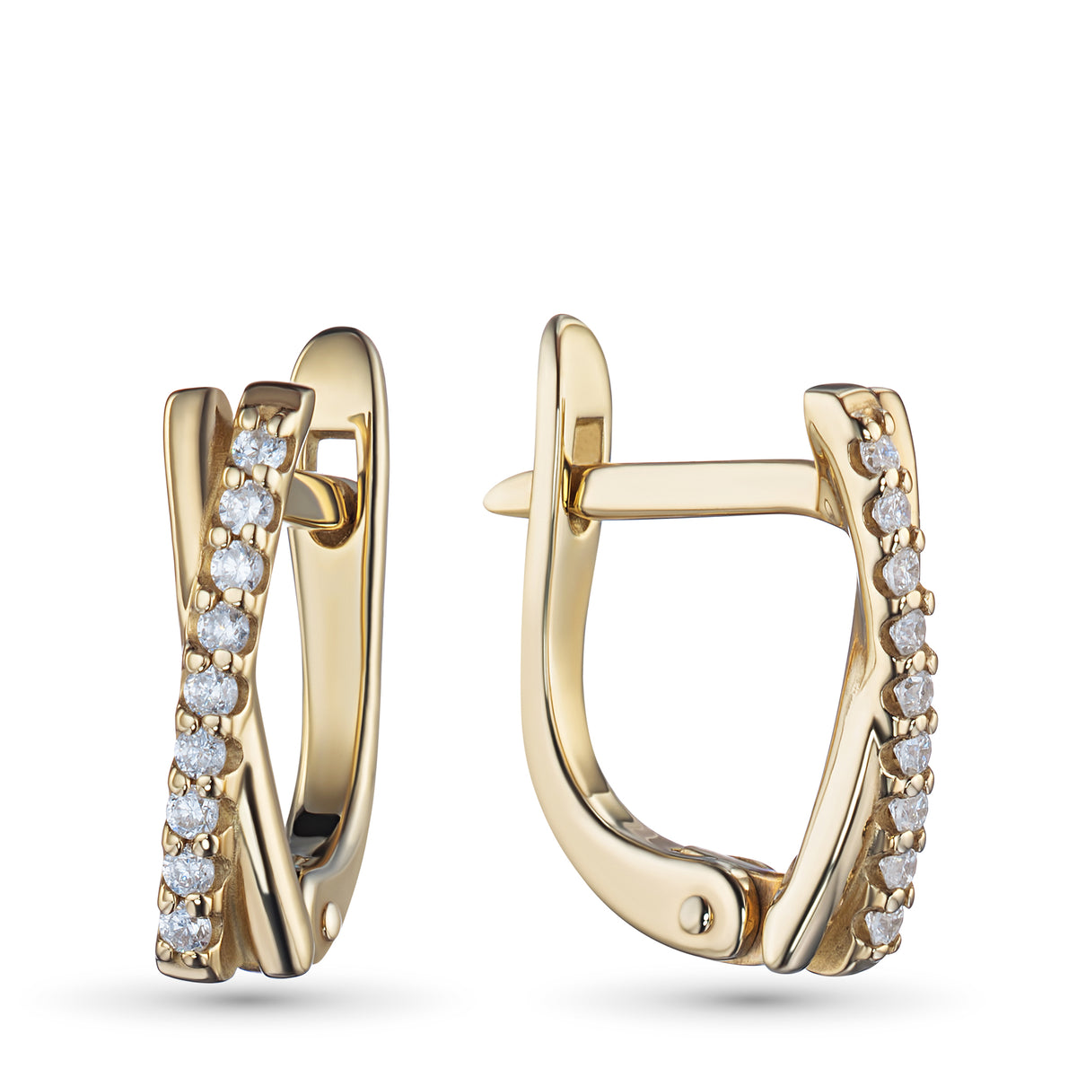 14K Yellow Gold Earrings with Natural Diamonds