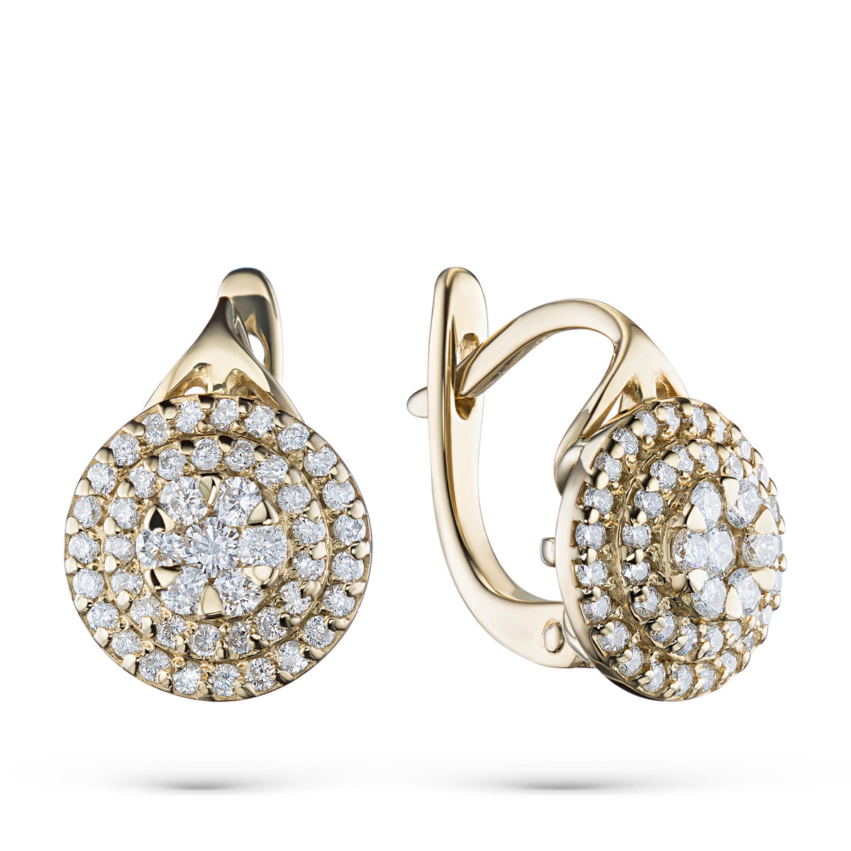 14K Yellow Gold Earrings with Natural Diamonds