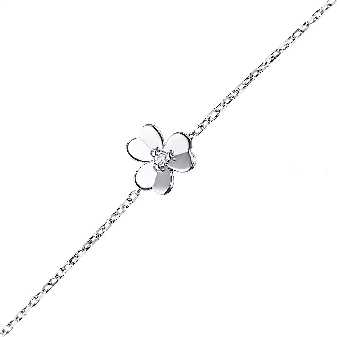 Sterling Silver Bracelet with Natural Diamonds