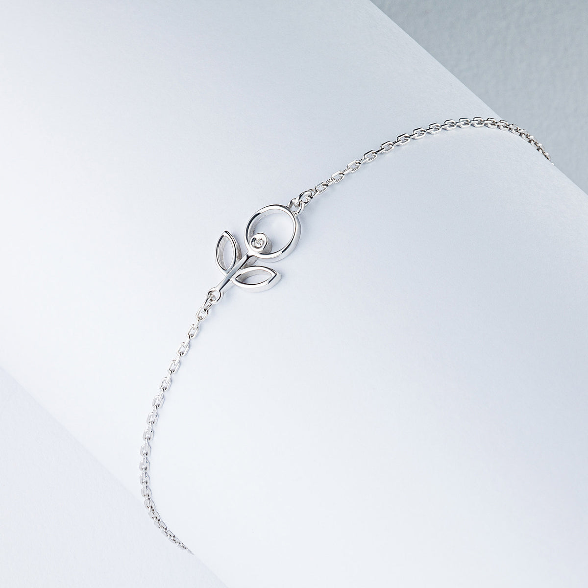 Sterling Silver Bracelet with Natural Diamonds
