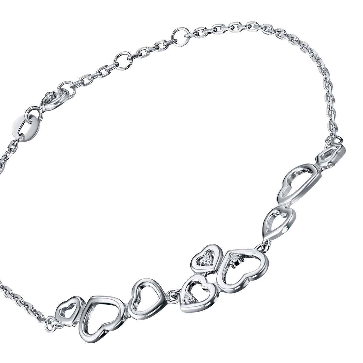 Sterling Silver Bracelet with Natural Diamonds